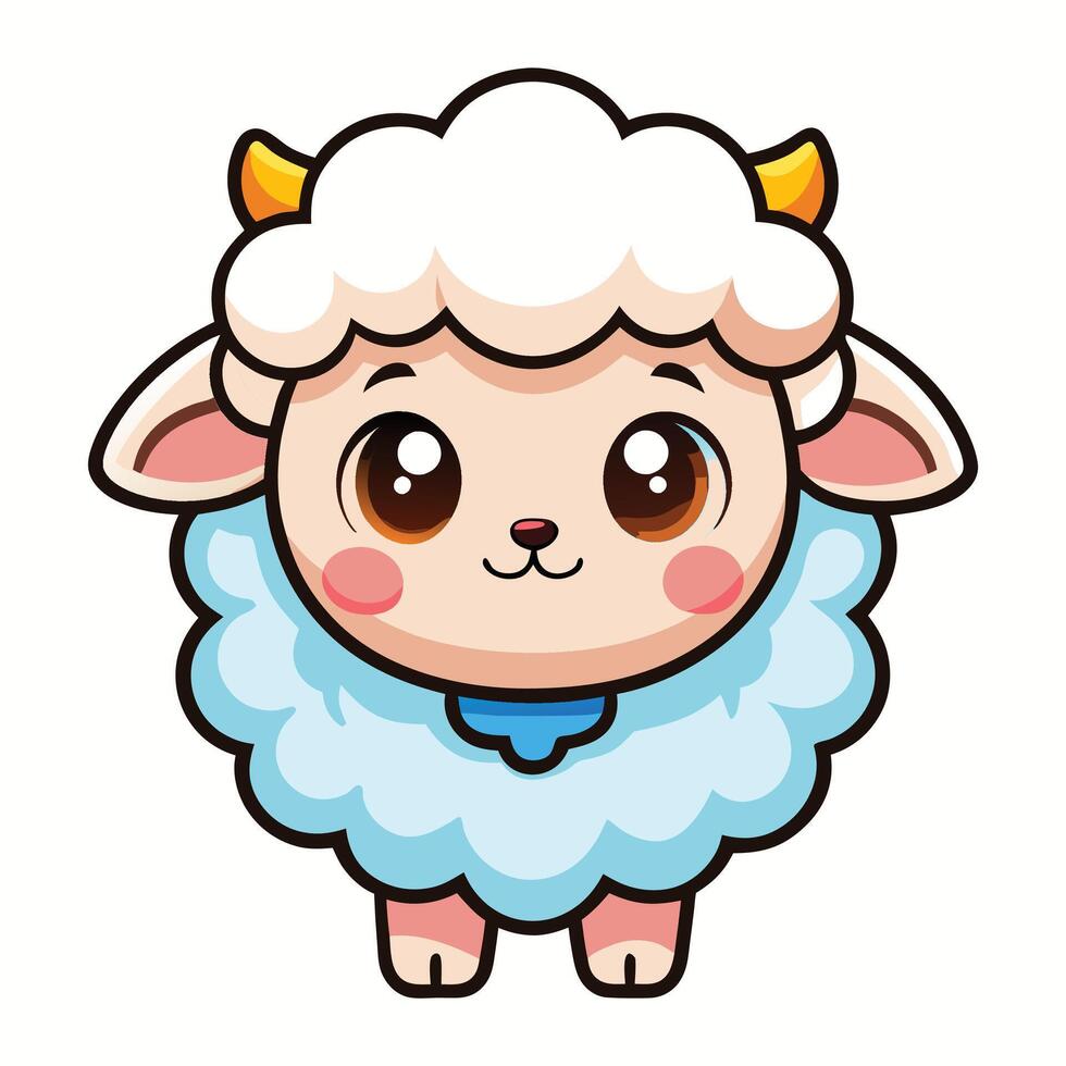 a cartoon sheep with horns and a blue dress vector