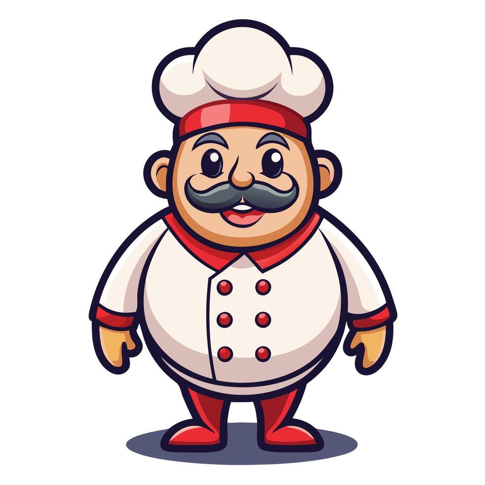 cartoon chef character with mustache and mustache vector