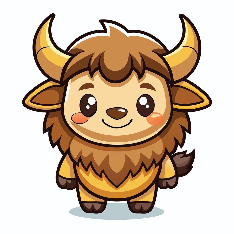 a cartoon buffalo character with big horns vector