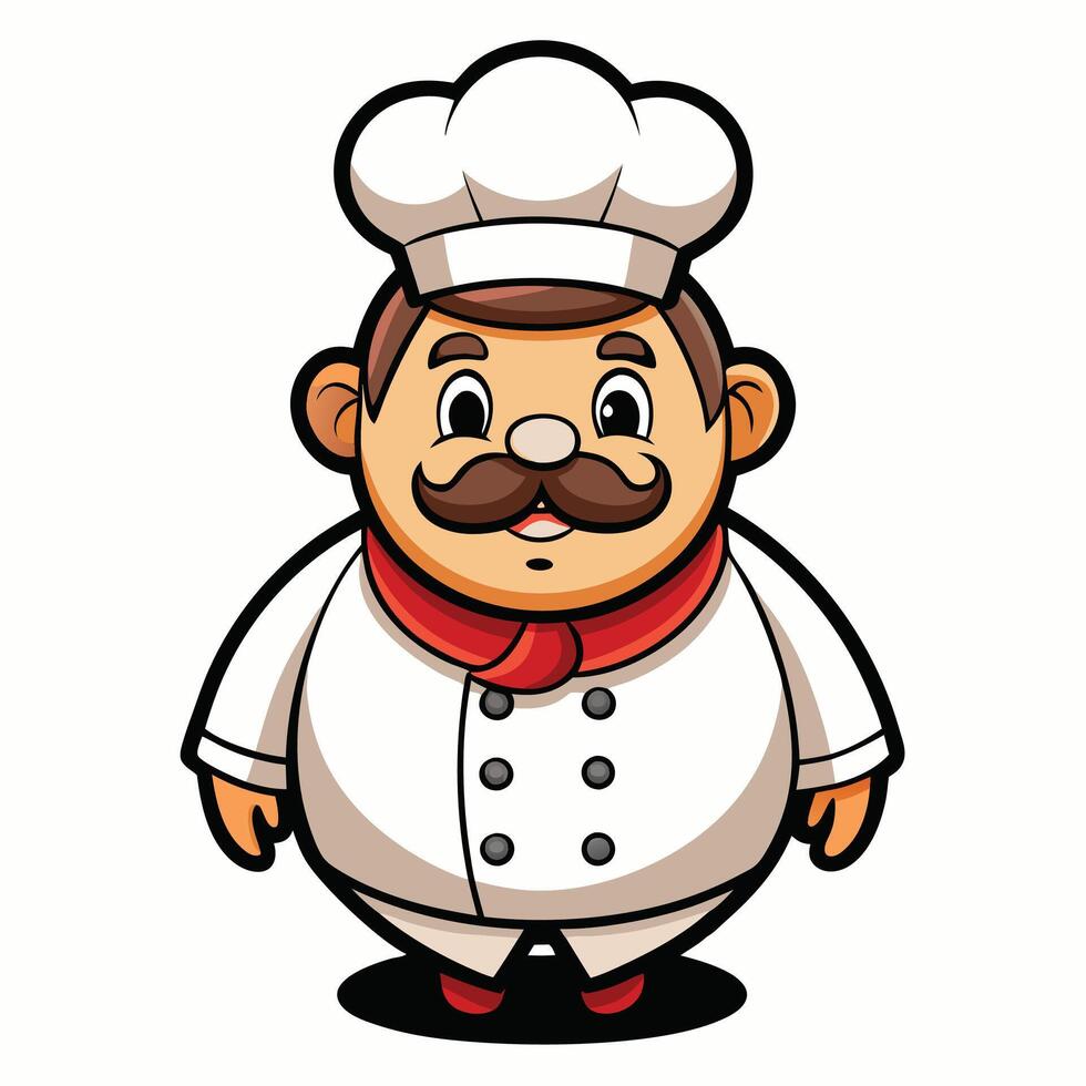 cartoon chef with mustache and hat vector