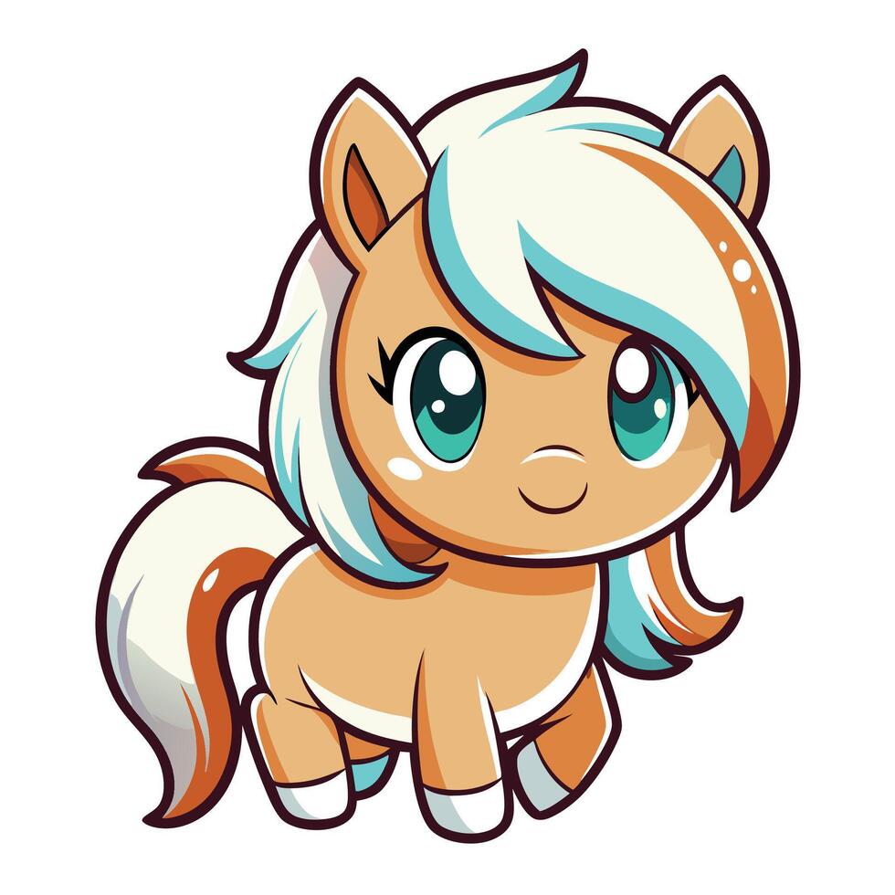 a cartoon pony with blue eyes and white hair vector