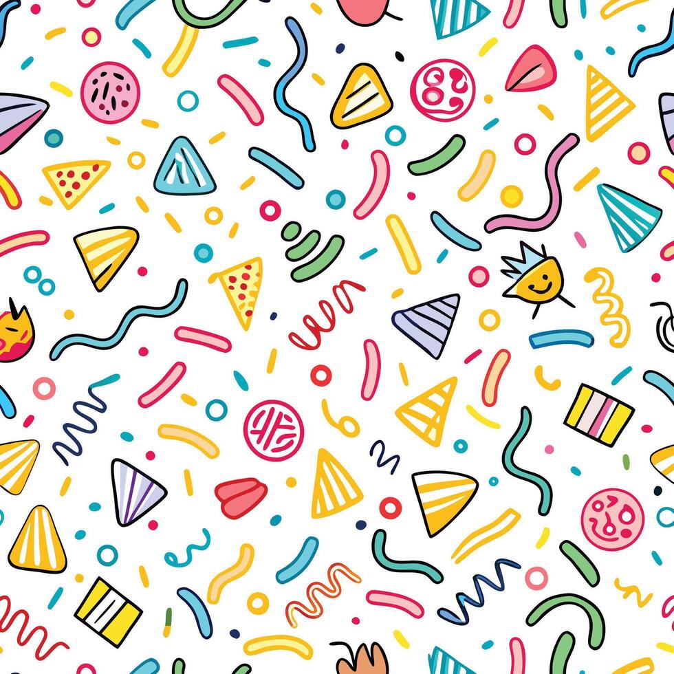 a colorful pattern with confetti and other items vector