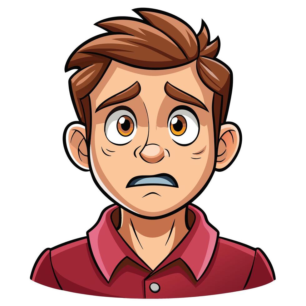 a man with a sad face looking at something vector