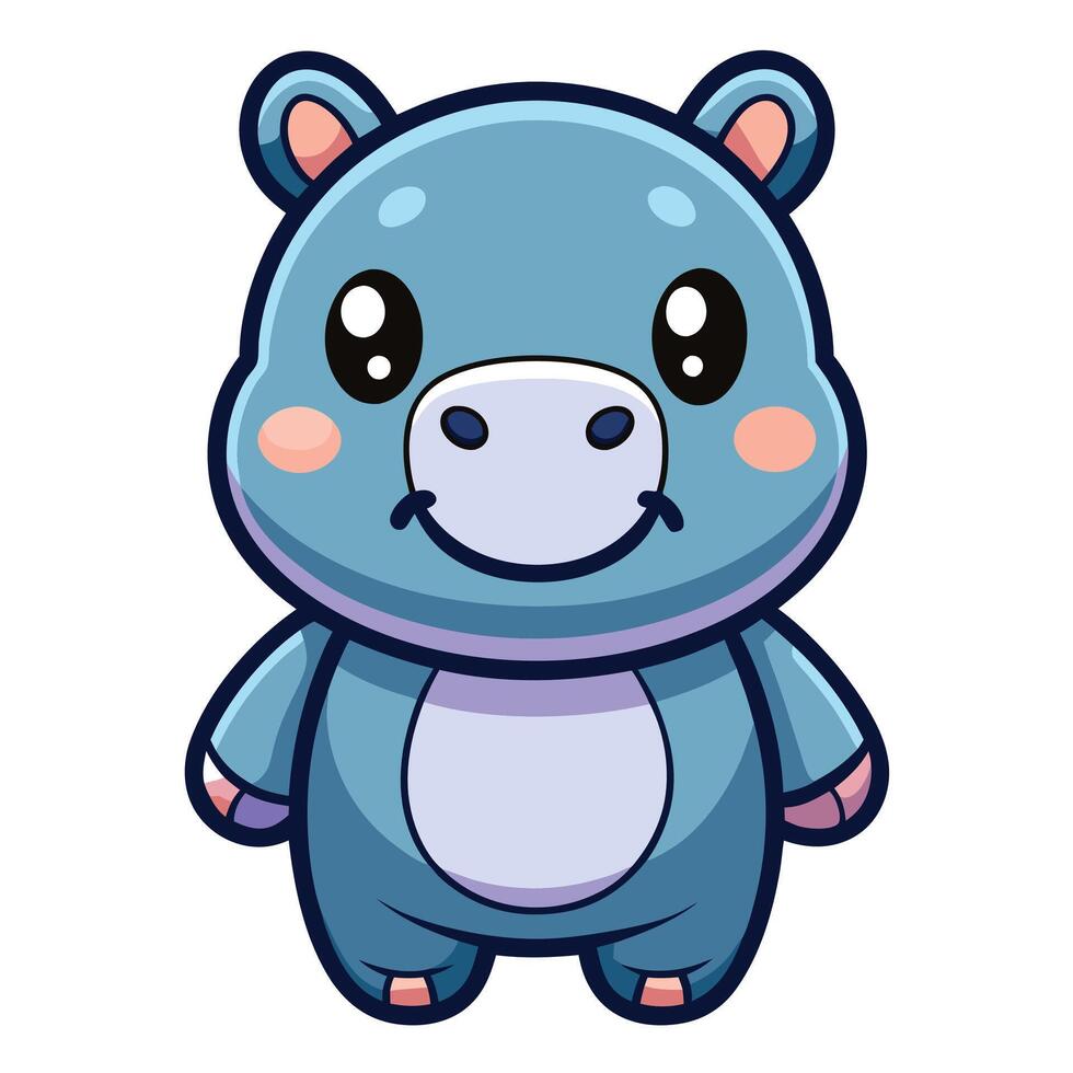 a cartoon blue hippo with big eyes vector