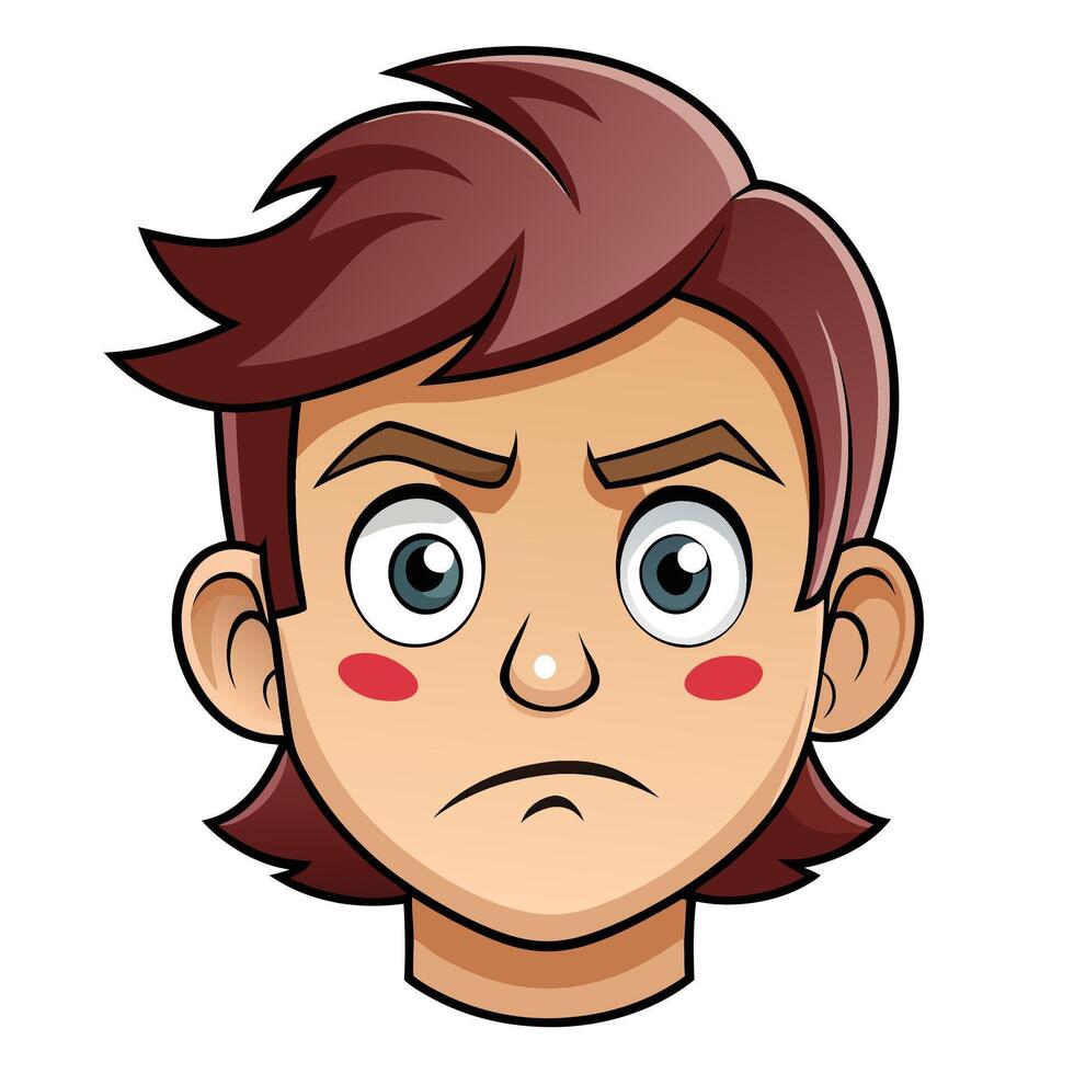 a cartoon man's face with a sad expression vector