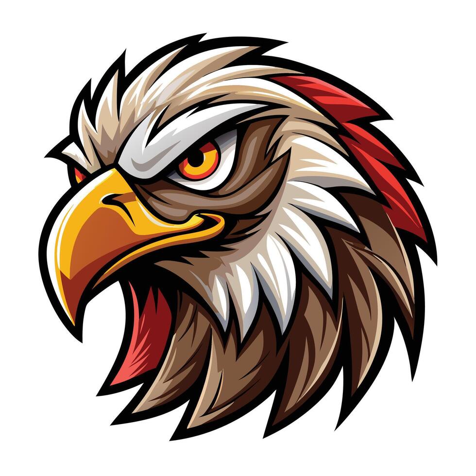 an eagle head with red and white feathers vector