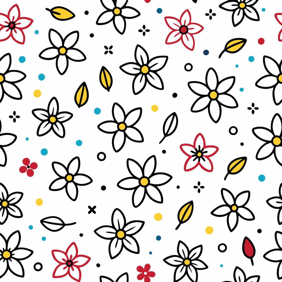 floral seamless pattern with flowers and leaves vector