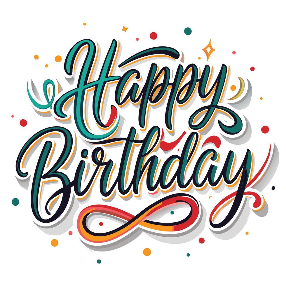 happy birthday lettering design illustration vector