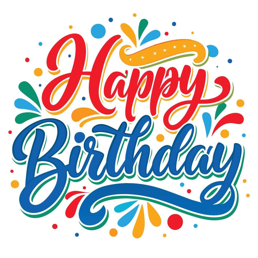 happy birthday lettering on a white background vector