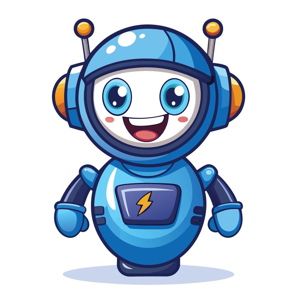 a cartoon blue robot with a smile vector