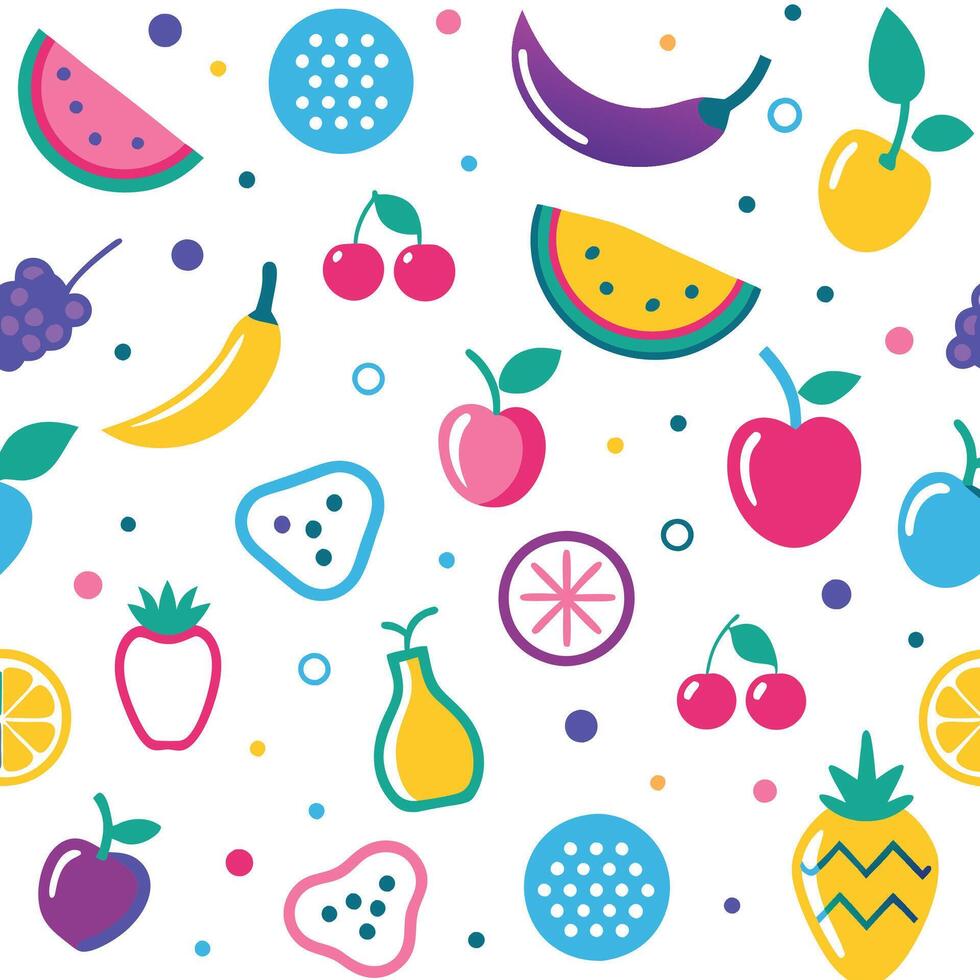 seamless pattern with fruits and berries vector