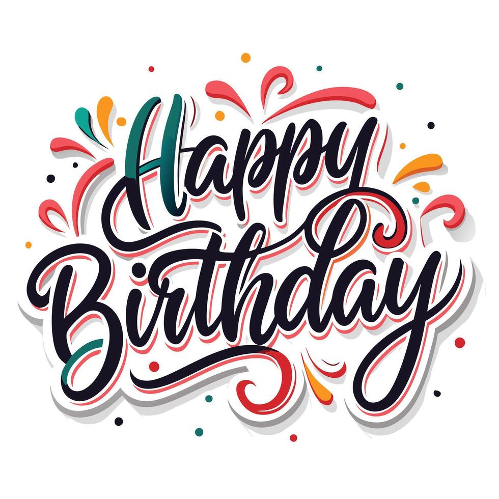 happy birthday lettering design vector