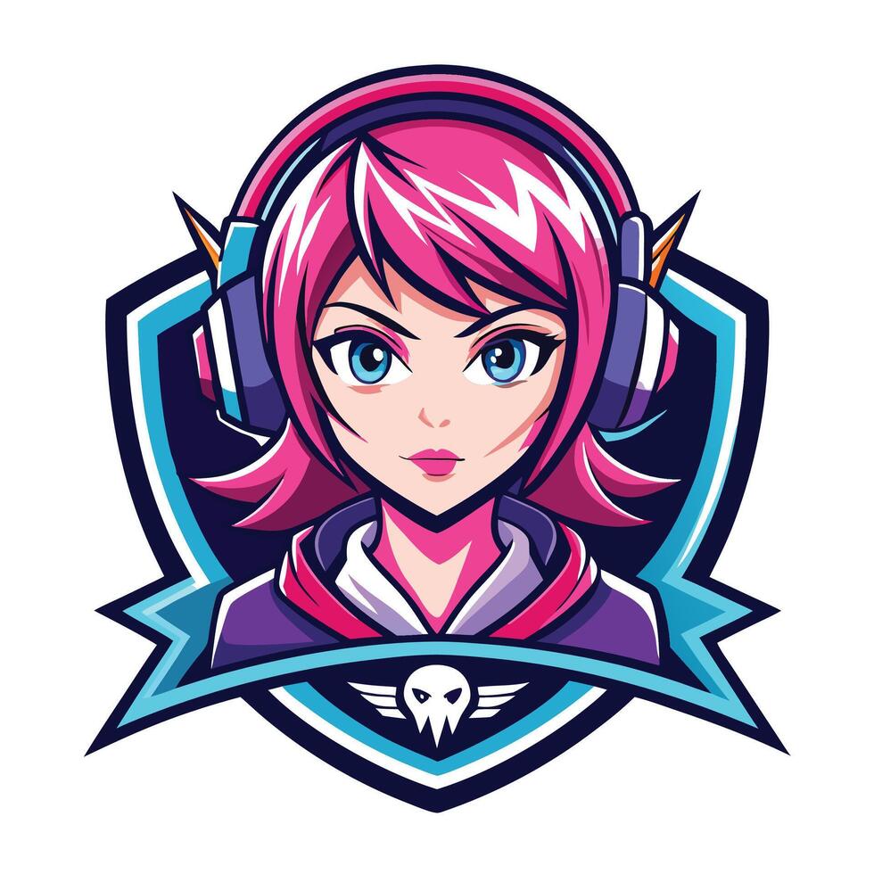 a girl with headphones on her head vector