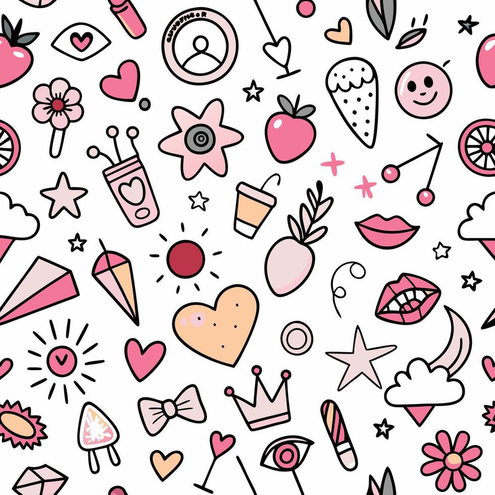 seamless pattern with pink and white objects vector