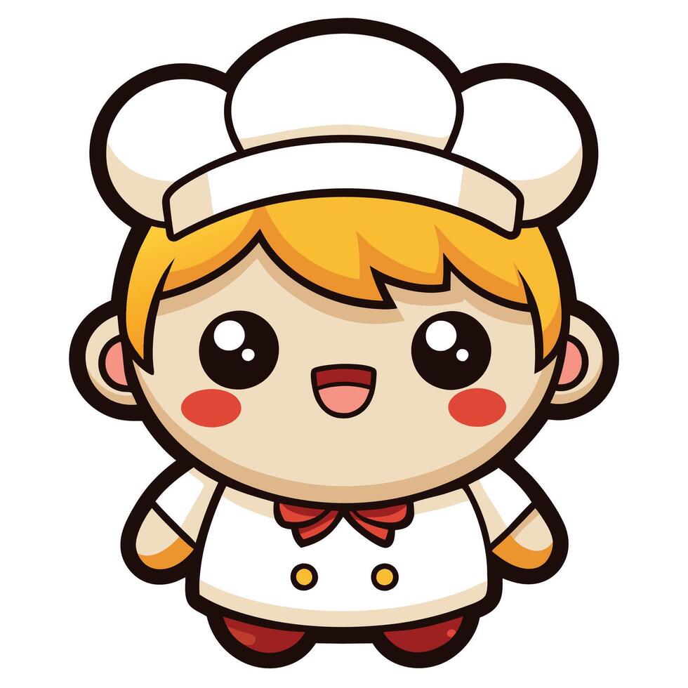 a cartoon chef character with a red hat vector