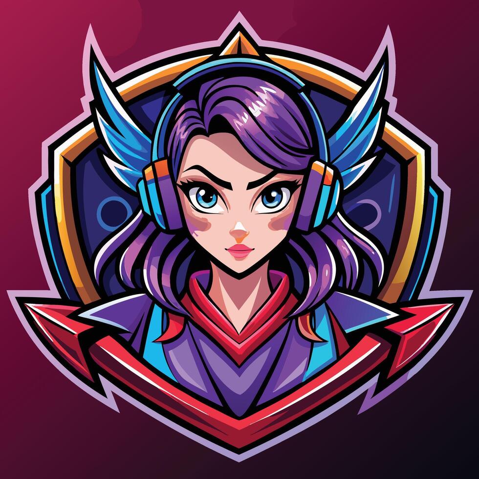 a girl with headphones on her head vector