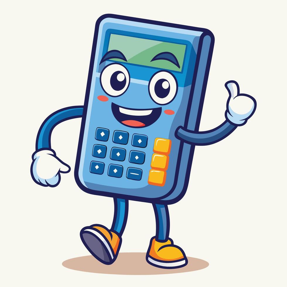 a cartoon calculator character with arms and legs vector