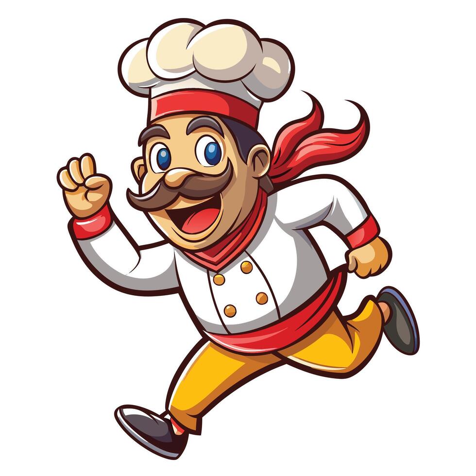 cartoon chef running illustration vector