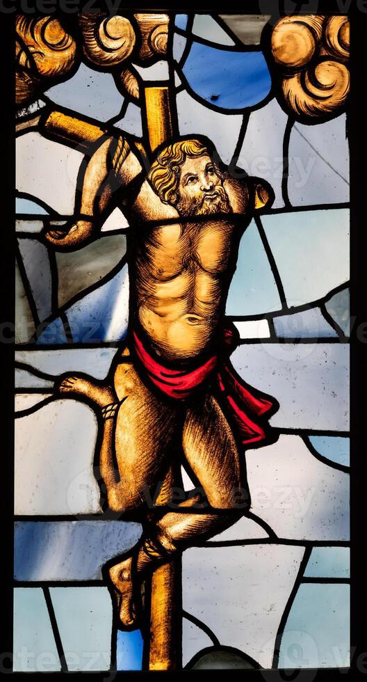 Stained glass window in Milan Cathedral photo