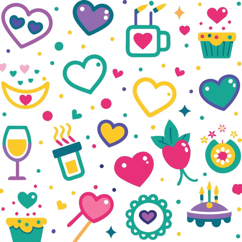 a set of colorful icons for valentine's day vector