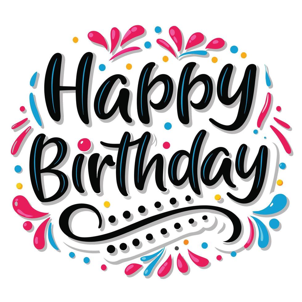happy birthday lettering with colorful lettering vector