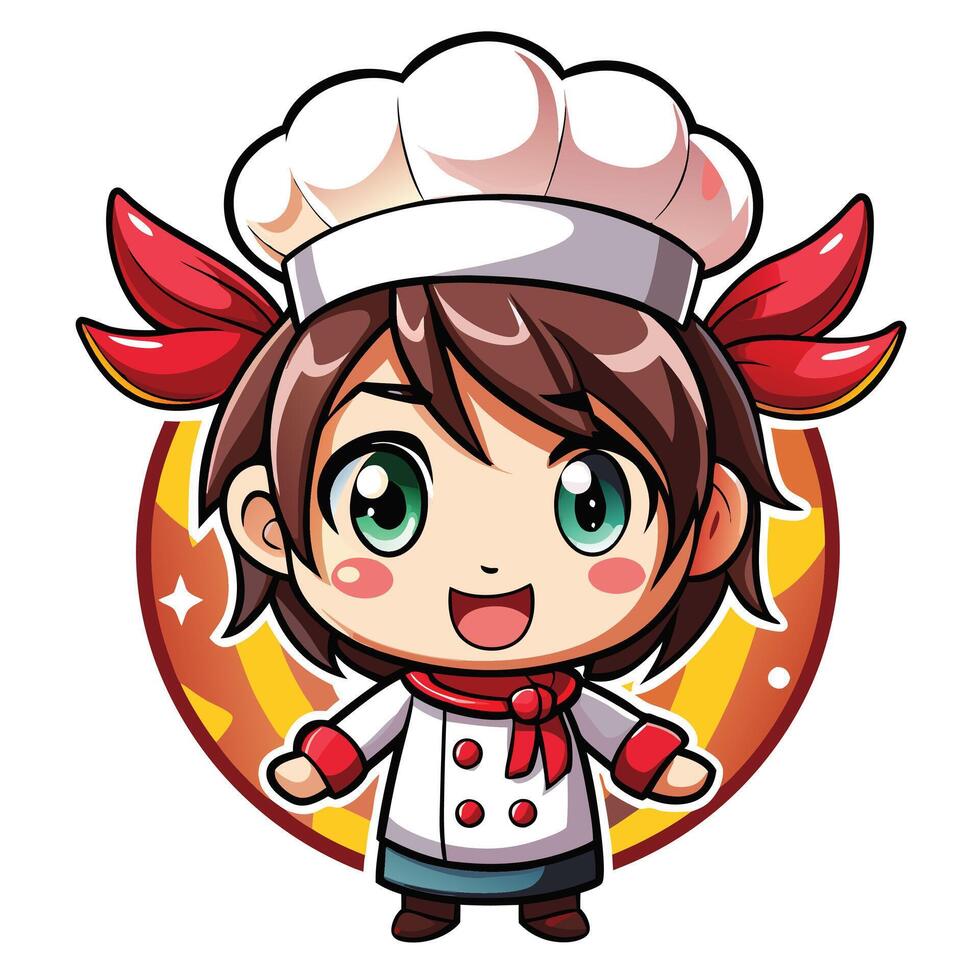 a cartoon chef character with a red hat vector
