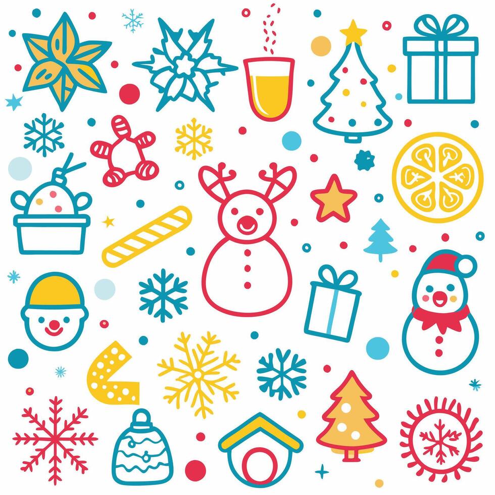 christmas icons set illustration vector