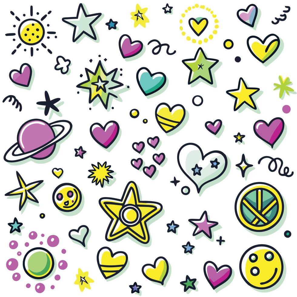 a collection of different types of doodles vector