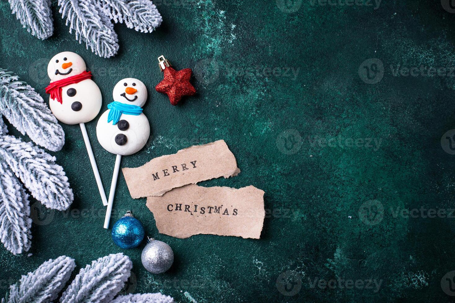Christmas candy marshmallow in shape of snowman photo