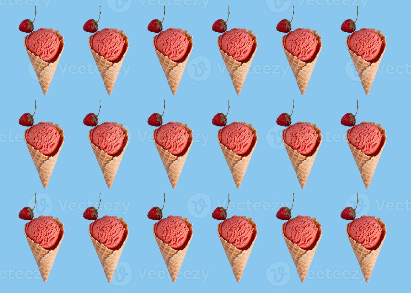 Repeating pattern of strawberry ice cream photo