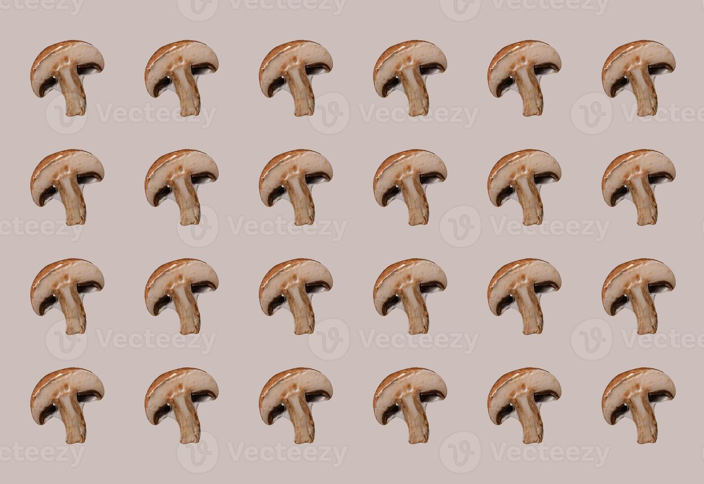 Raw champignon mushrooms isolated, pattern photo