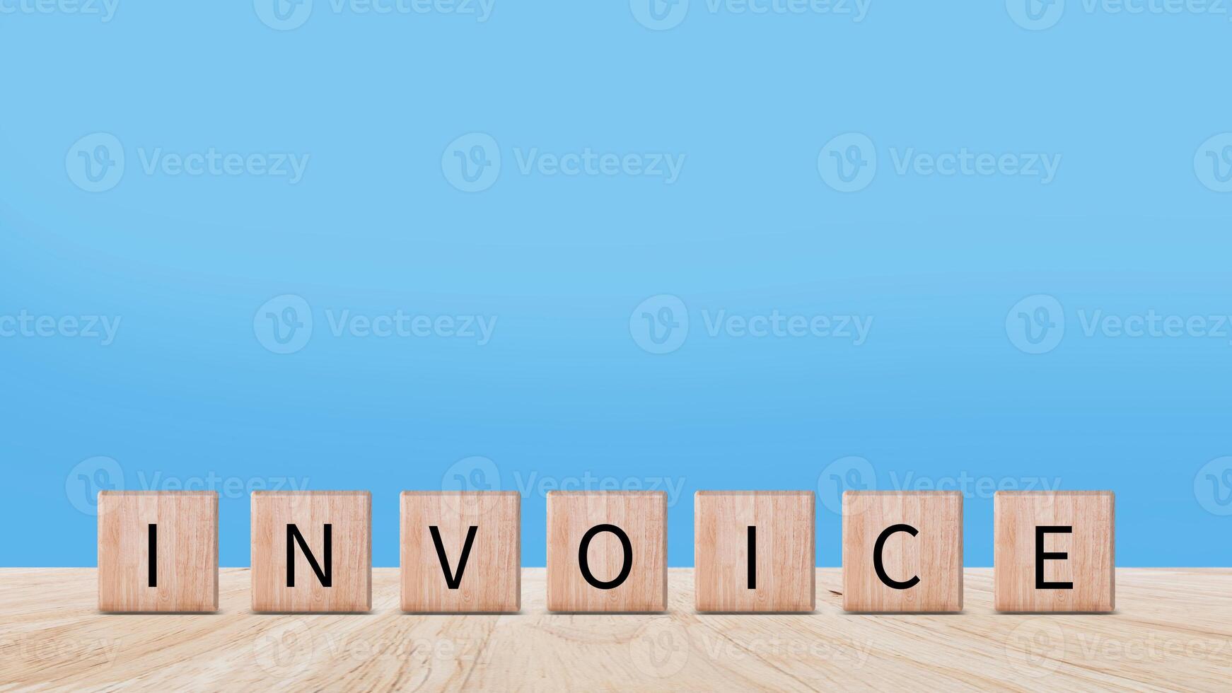 Invoice and online digital statements concept, Financial report and bank management with online payment concept on wooden block. photo