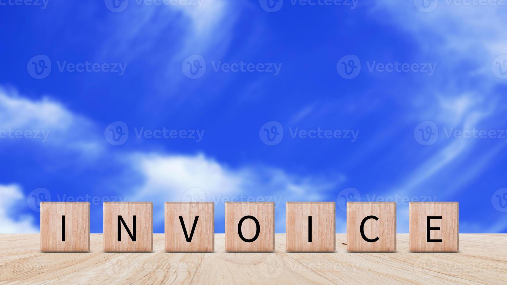 Invoice and online digital statements concept, Financial report and bank management with online payment concept on wooden block. photo