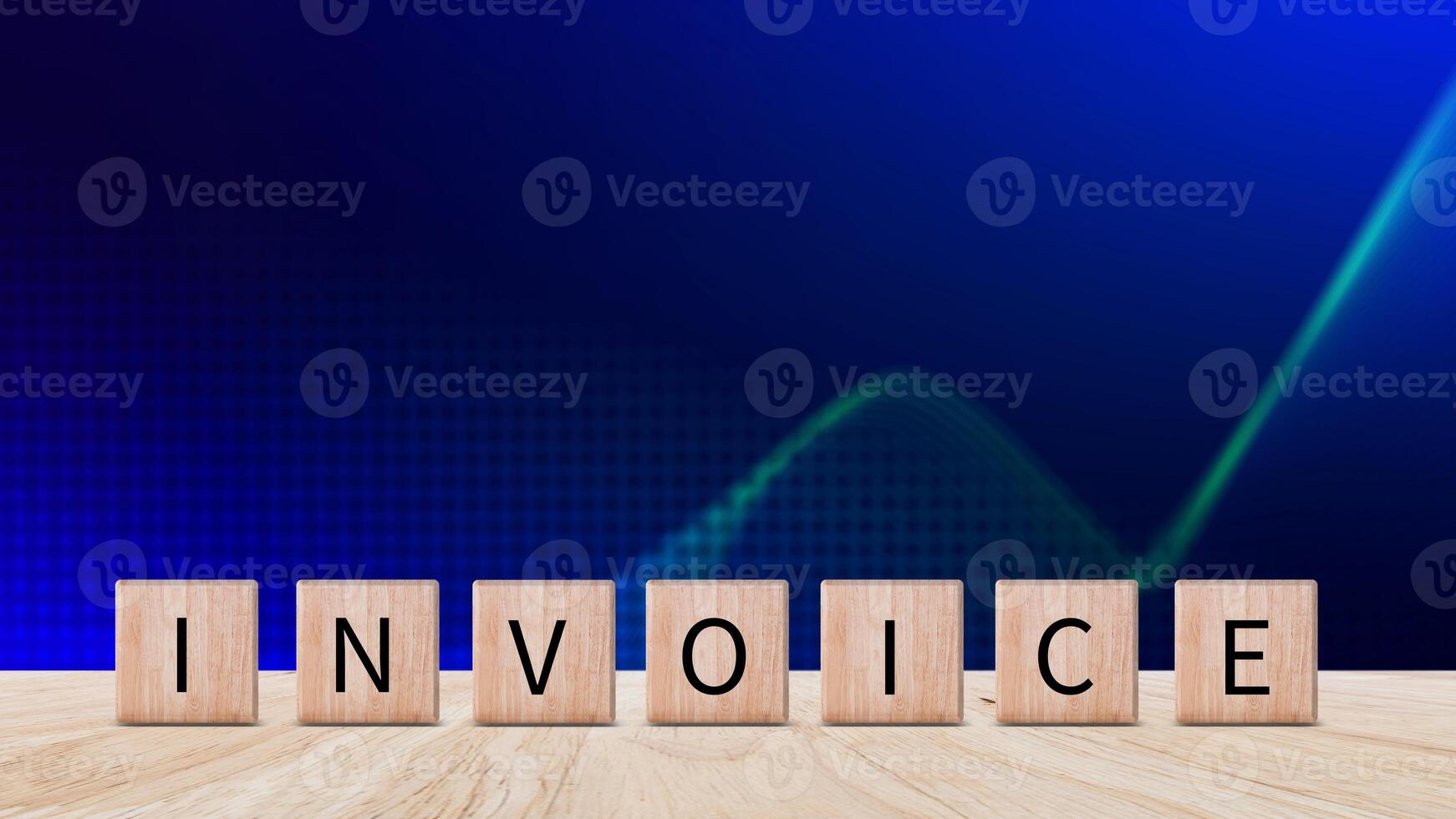 Invoice and online digital statements concept, Financial report and bank management with online payment concept on wooden block. photo