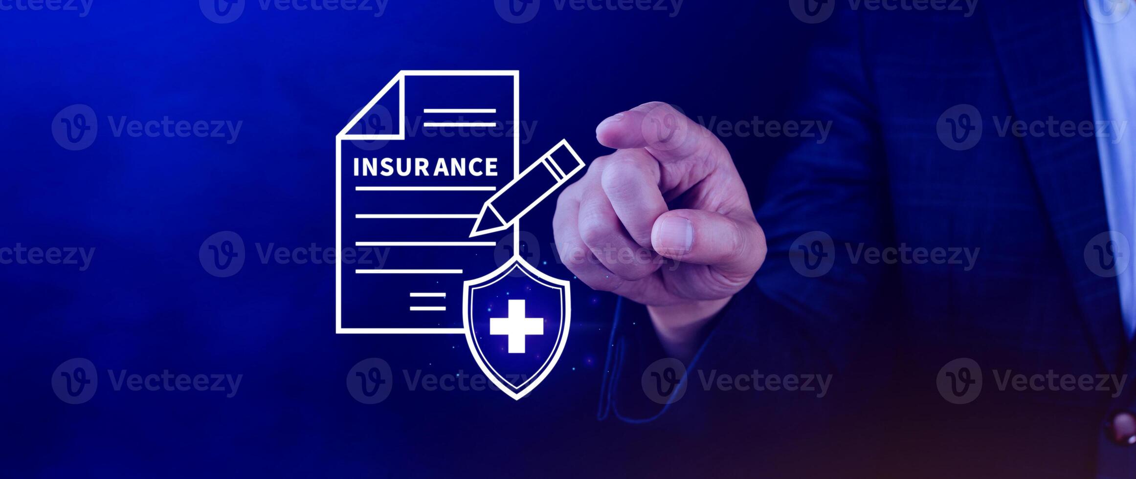 Insurance concept, medical coverage planning, hospital payments, representing different types of insurance such as health, home, car, travel, and policy management. photo