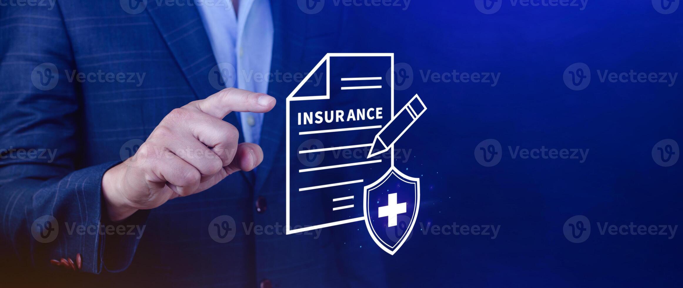 Insurance concept, medical coverage planning, hospital payments, representing different types of insurance such as health, home, car, travel, and policy management. photo
