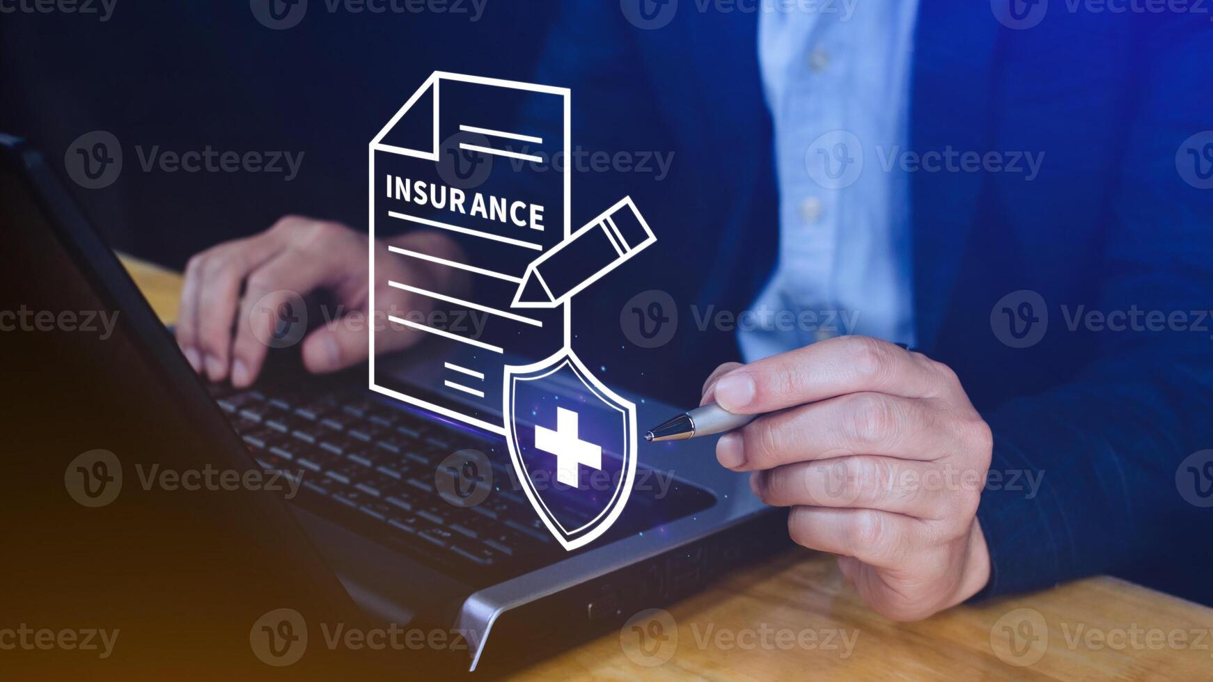 Insurance concept, medical coverage planning, hospital payments, representing different types of insurance such as health, home, car, travel, and policy management. photo