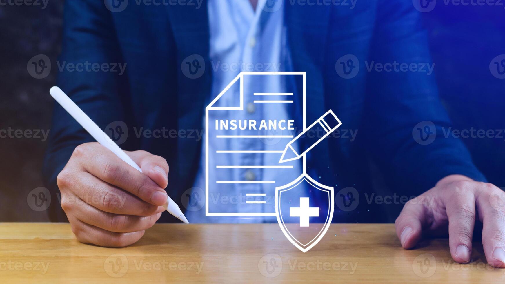 Insurance concept, medical coverage planning, hospital payments, representing different types of insurance such as health, home, car, travel, and policy management. photo