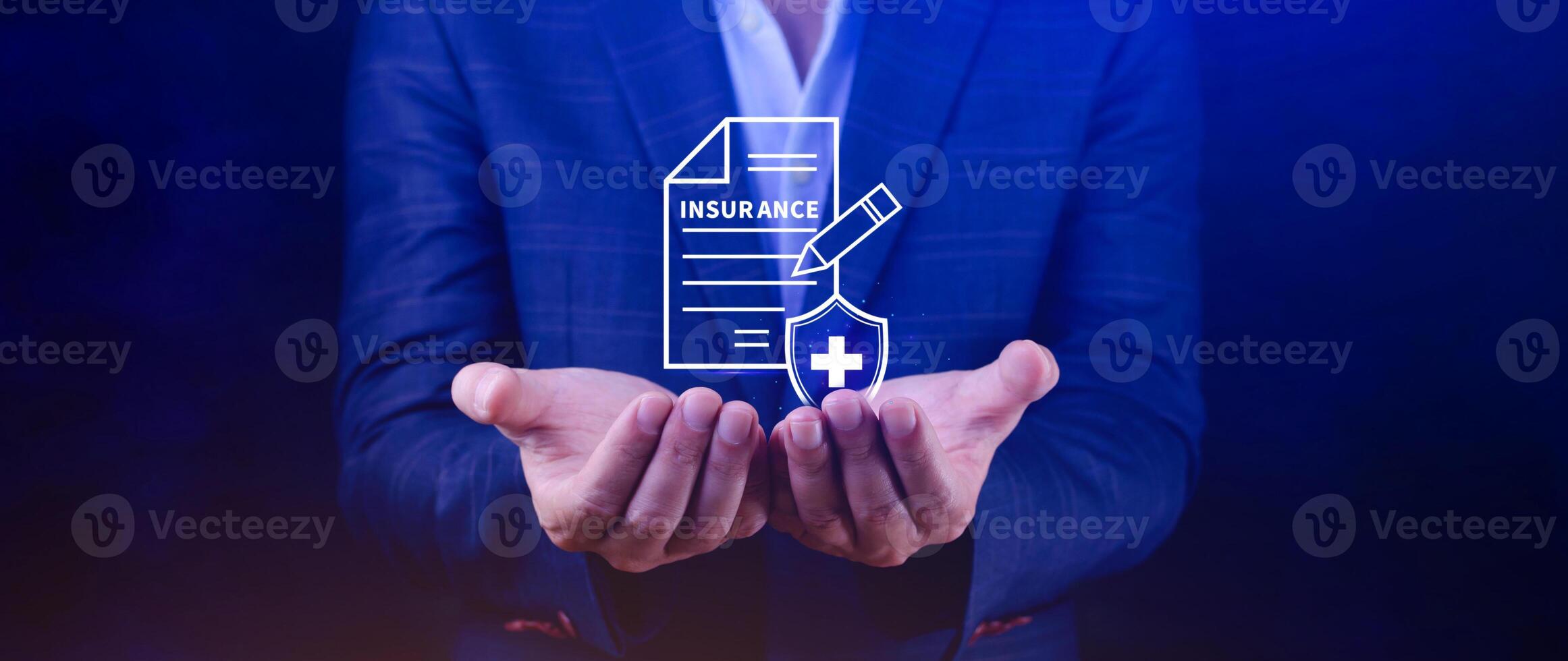 Insurance concept, medical coverage planning, hospital payments, representing different types of insurance such as health, home, car, travel, and policy management. photo