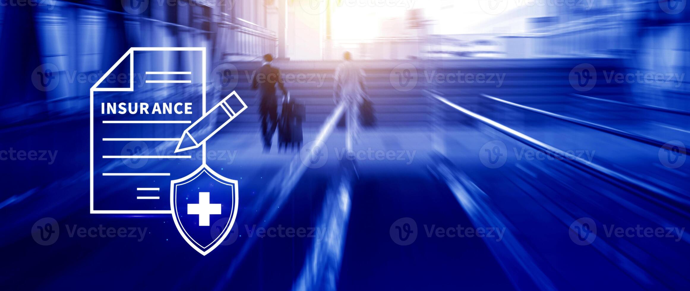 Insurance concept, medical coverage planning, hospital payments, representing different types of insurance such as health, home, car, travel, and policy management. photo