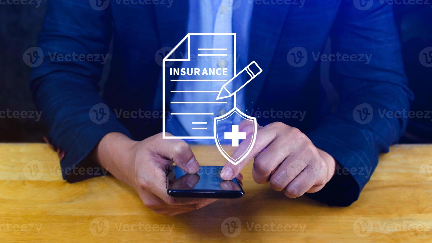 Insurance concept, medical coverage planning, hospital payments, representing different types of insurance such as health, home, car, travel, and policy management. photo