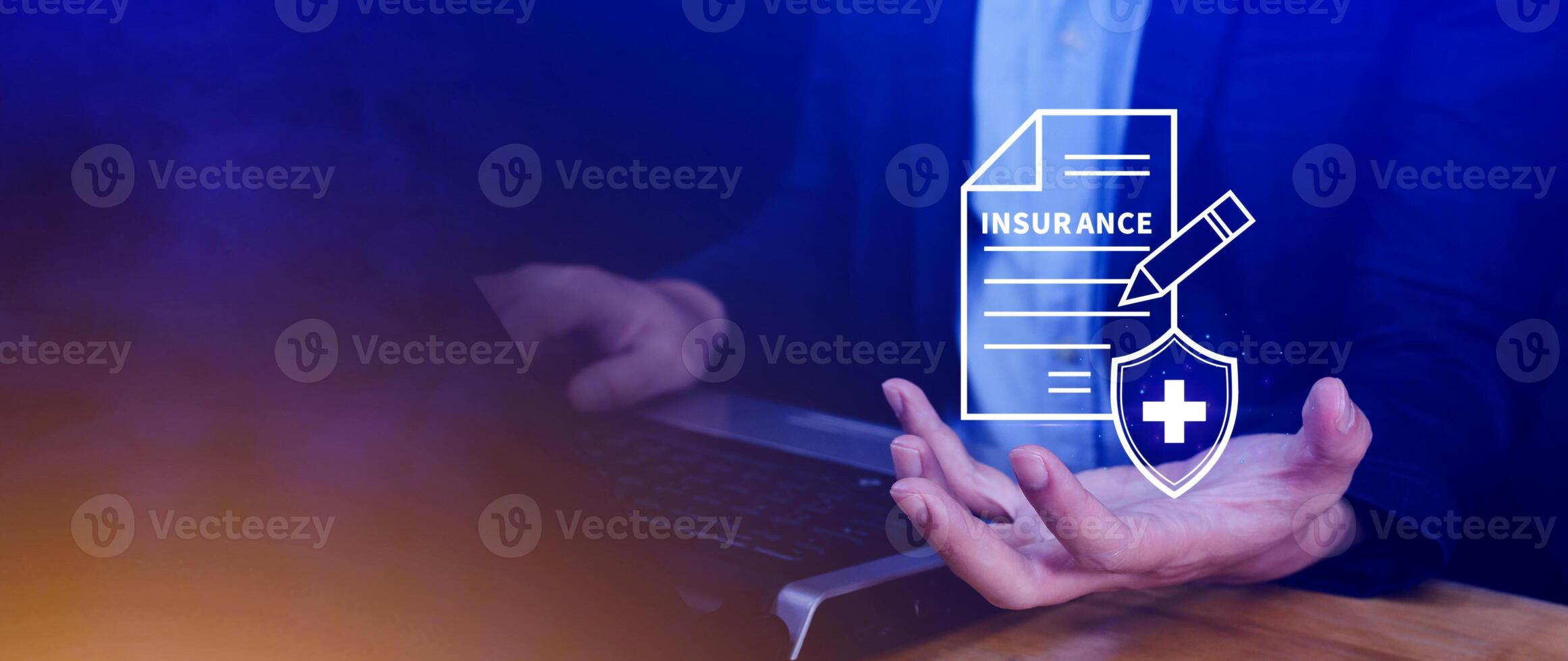 Insurance concept, medical coverage planning, hospital payments, representing different types of insurance such as health, home, car, travel, and policy management. photo