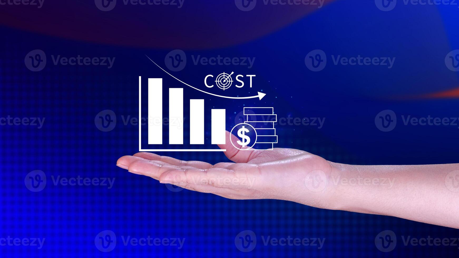 Cost reduction concept, Expenses and saving money, Business strategy and project management, with growth graph of quality control, cost reduction, efficient business and budget cutting. photo