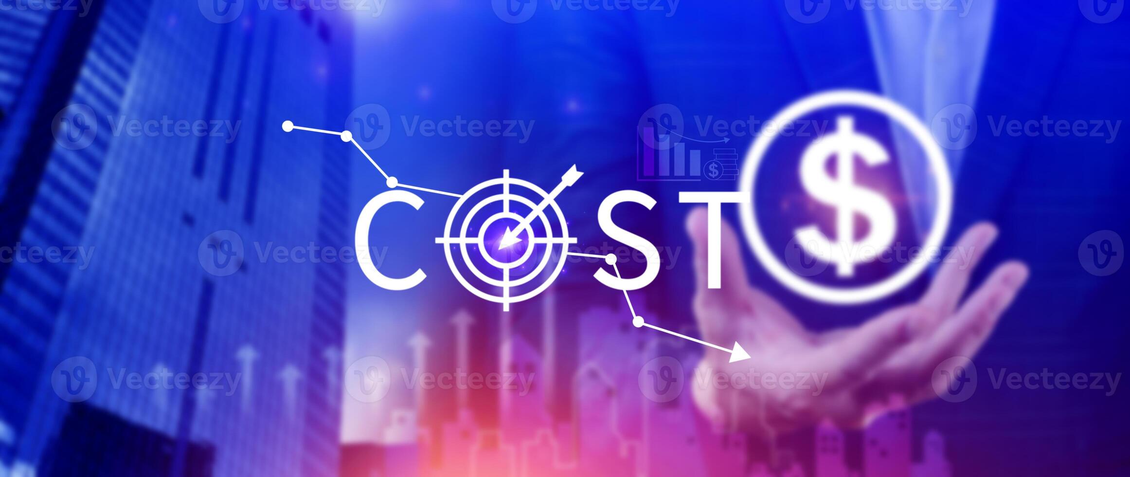 Cost reduction concept, Expenses and saving money, Business strategy and project management, with growth graph of quality control, cost reduction, efficient business and budget cutting. photo