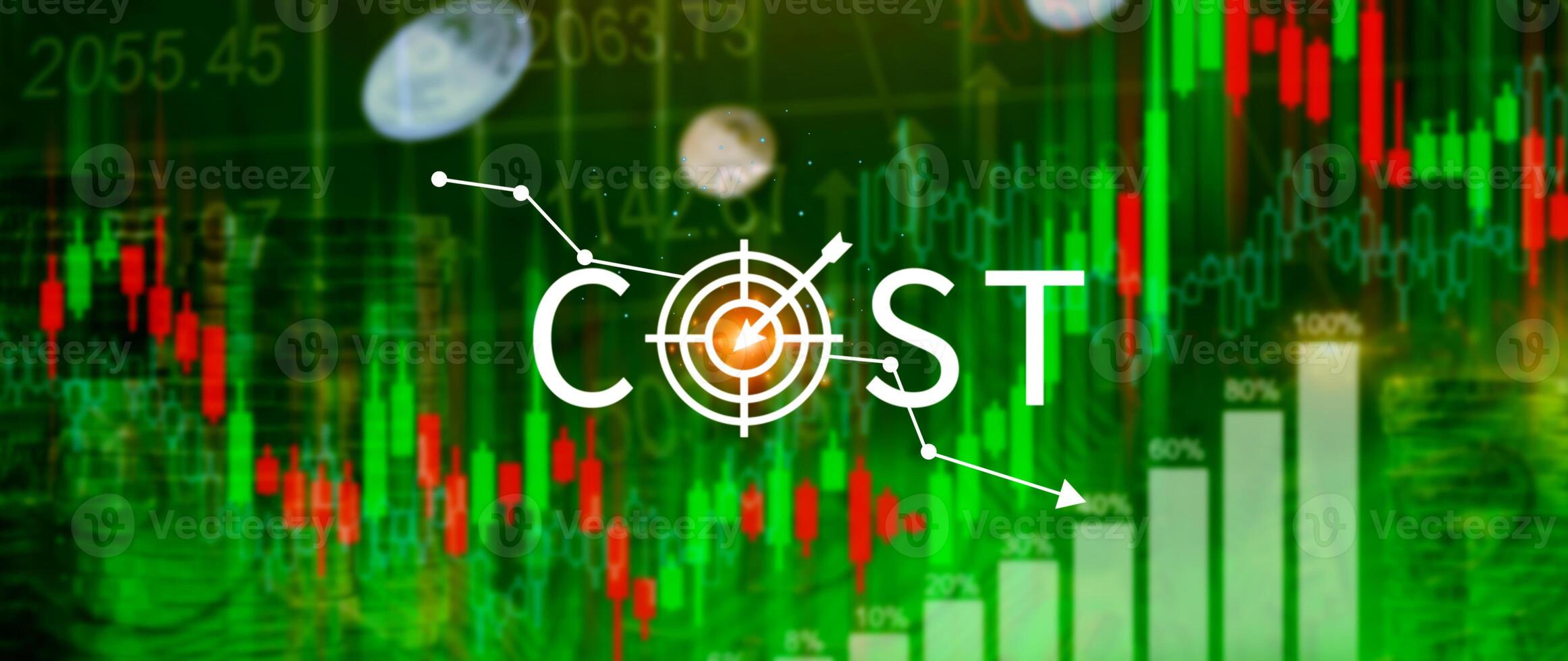 Cost reduction concept, Expenses and saving money, Business strategy and project management, with growth graph of quality control, cost reduction, efficient business and budget cutting. photo