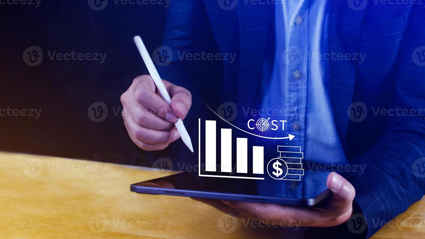 Cost reduction concept, Expenses and saving money, Business strategy and project management, with growth graph of quality control, cost reduction, efficient business and budget cutting. photo