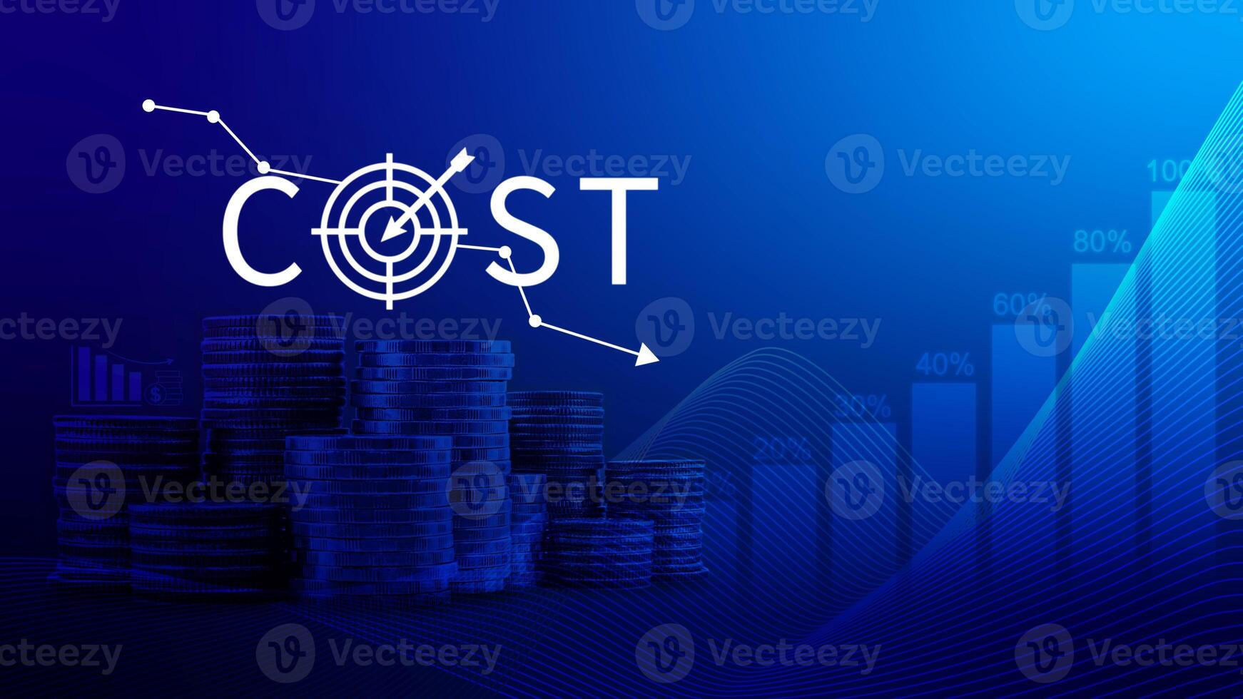 Cost reduction concept, Expenses and saving money, Business strategy and project management, with growth graph of quality control, cost reduction, efficient business and budget cutting. photo
