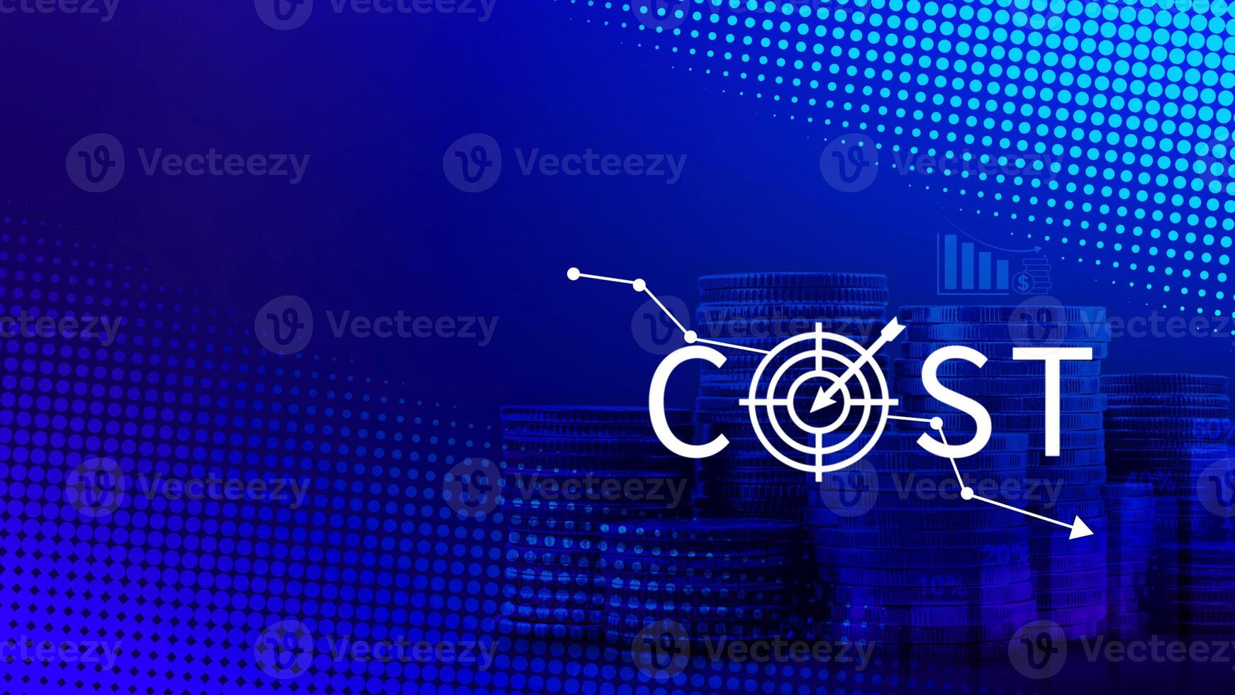 Cost reduction concept, Expenses and saving money, Business strategy and project management, with growth graph of quality control, cost reduction, efficient business and budget cutting. photo