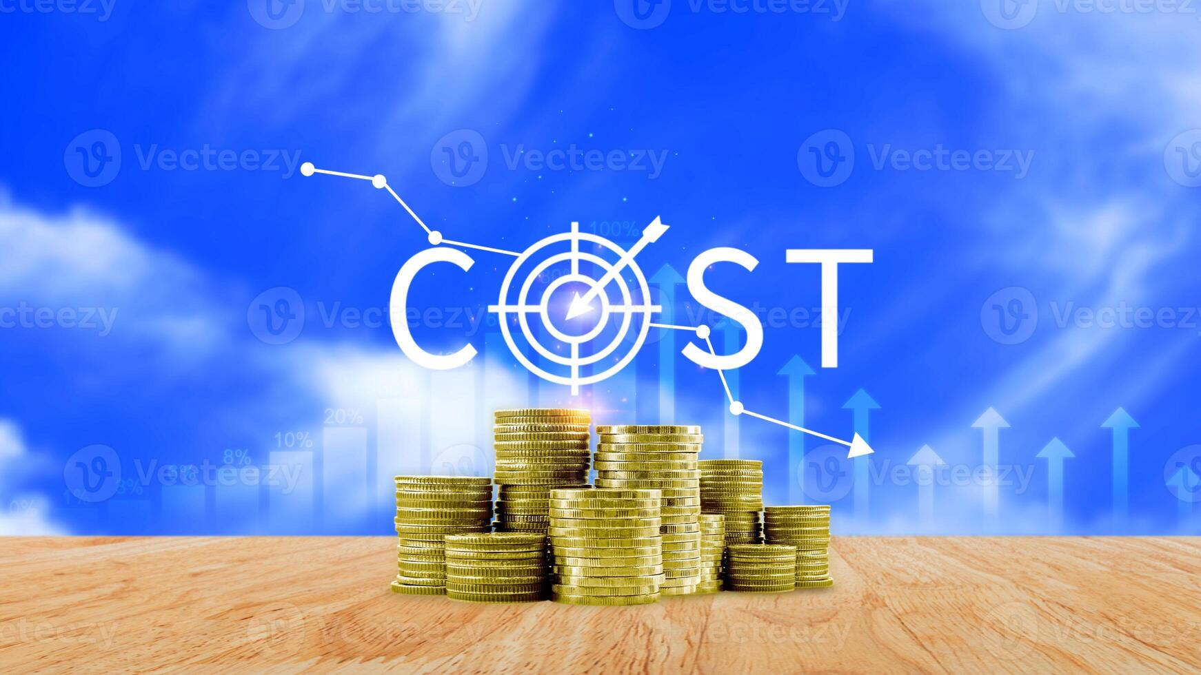 Cost reduction concept, Expenses and saving money, Business strategy and project management, with growth graph of quality control, cost reduction, efficient business and budget cutting. photo