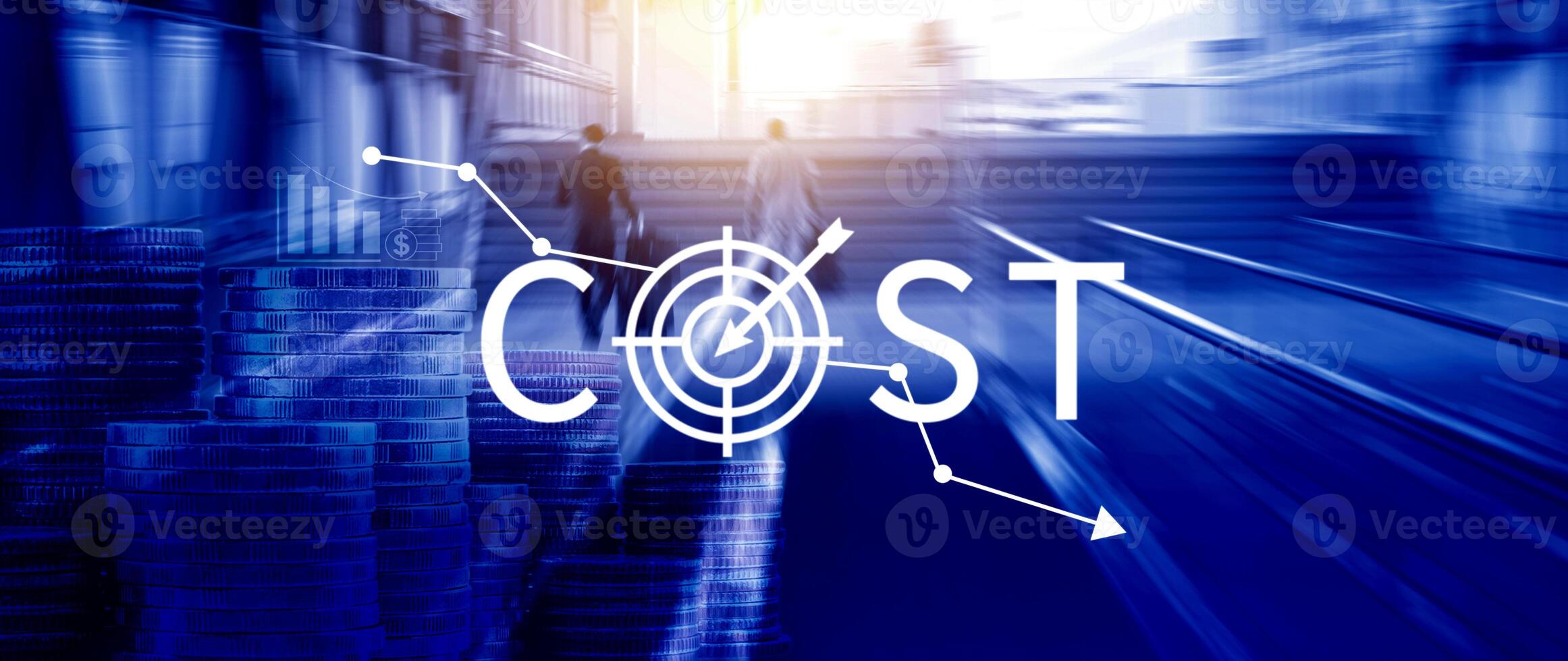 Cost reduction concept, Expenses and saving money, Business strategy and project management, with growth graph of quality control, cost reduction, efficient business and budget cutting. photo